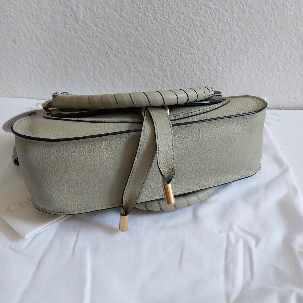 Chloe Small Marcie Grained Leather Crossbody Bag Faded Green - Picture 8 of 10